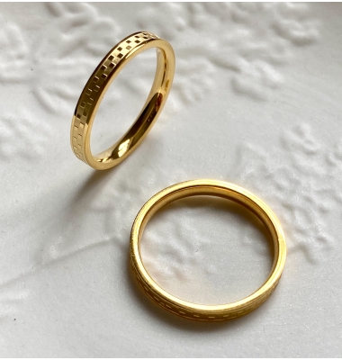 Grid 18K gold plated ring 