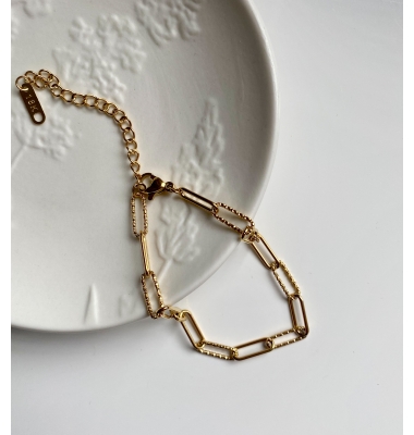 Clover 18K Gold Plated Link Chain Bracelet 