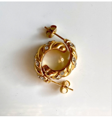 Bijou Croissant Stone Earrings  