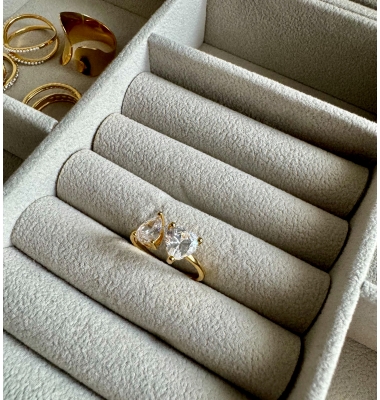 Heart 925 sterling silver crystal ring 