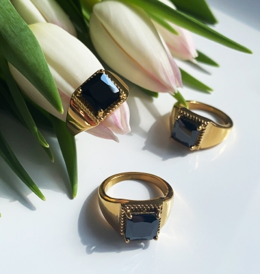Evelyn 18k Gold Plated Signet Ring 