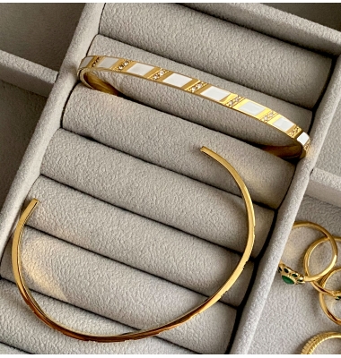 Zuri 18k gold plated cuff bangle 