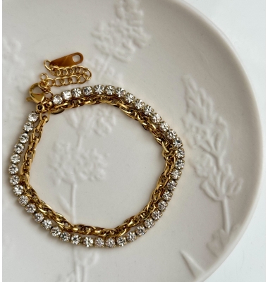 Kai double layer crystal chain bracelet 