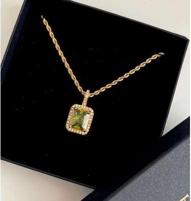 Olive gold plated pendant necklace 
